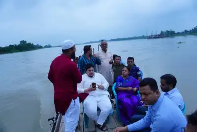ব্রহ্মপুত্র নদের ভাঙনকবলিত এলাকা পরিদর্শনে শেরপুরের জেলা প্রশাসক